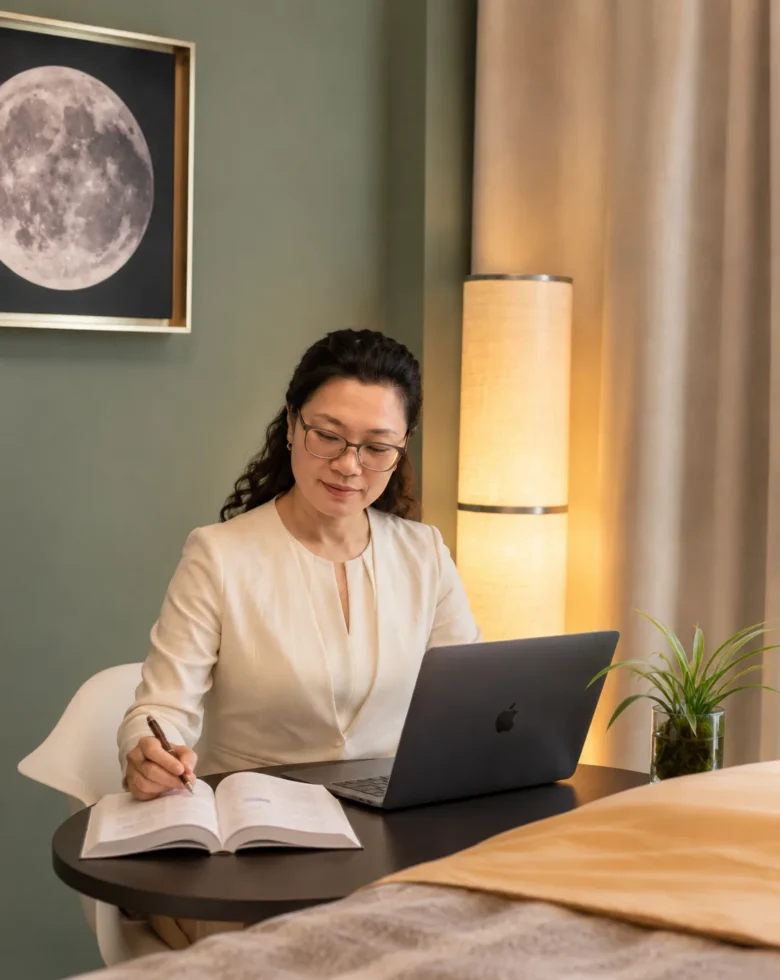 Dr. Ali Zhang reviewing clinic research
